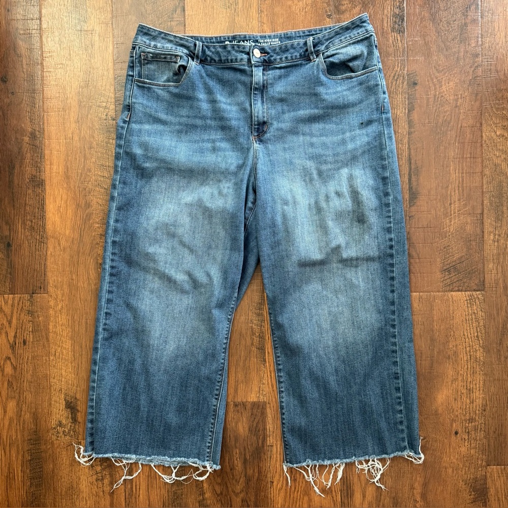 R JEANS The High Rise frayed hem, wide leg jeans, plus size Canada 36/ US 16